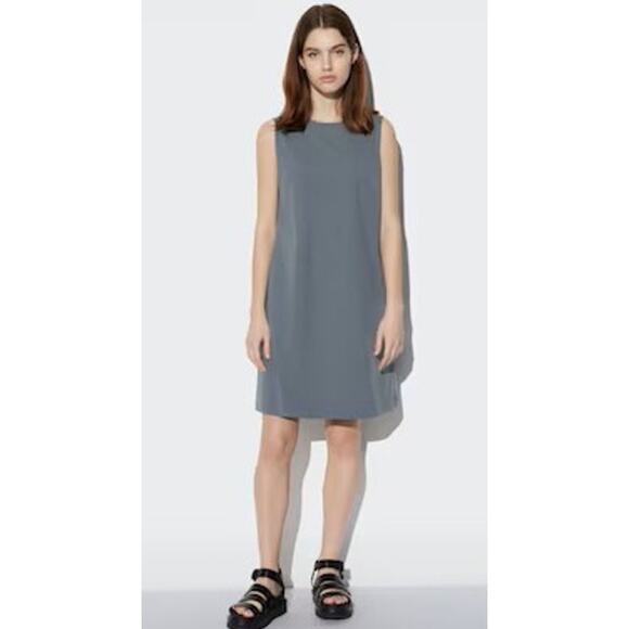 NEW Uniqlo AIRism Ultra Stretch Sleeveless Mini Dress in Gray Size: M - Picture 2 of 6